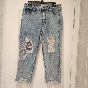 Cato Trendy Distressed Light Blue Women's Jeans Size 10 Euc